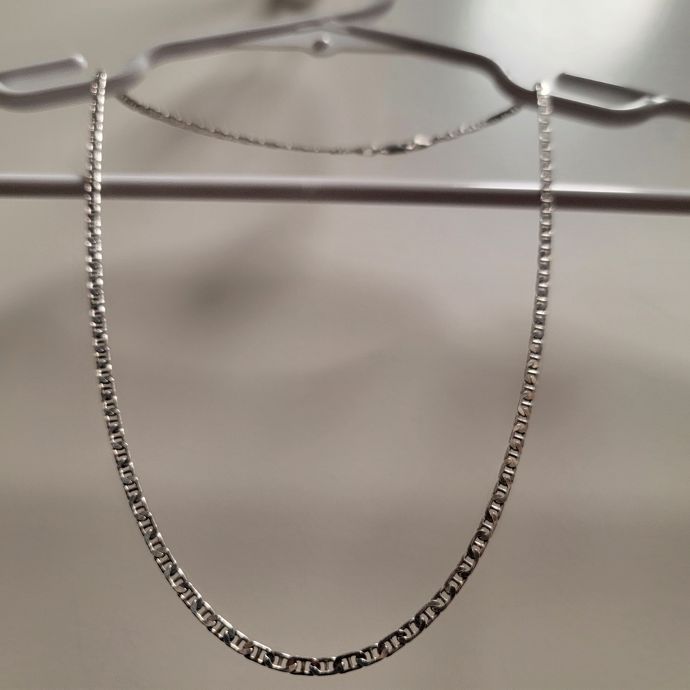 Vintage Elegant Sterling Silver Necklace Greek Theta Design Mariner Style 20"